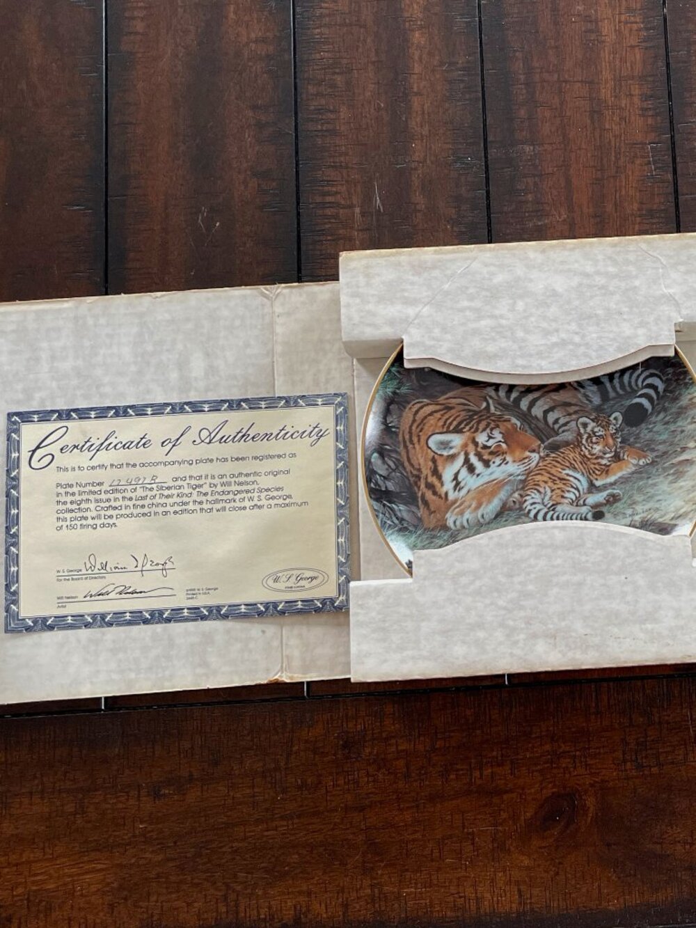 Bradford Exchange The Siberian Tiger Collector Plate COA Box Will Nelson W.S. Ge